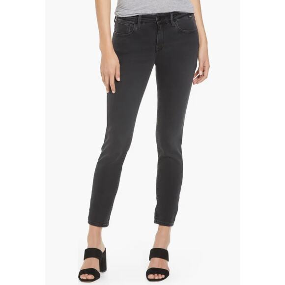 Mavi Alexa Mid-Rise Skinny Jeans – Dark‎ Grey Smoke Supersoft, Size 27/33, New - Picture 1 of 12